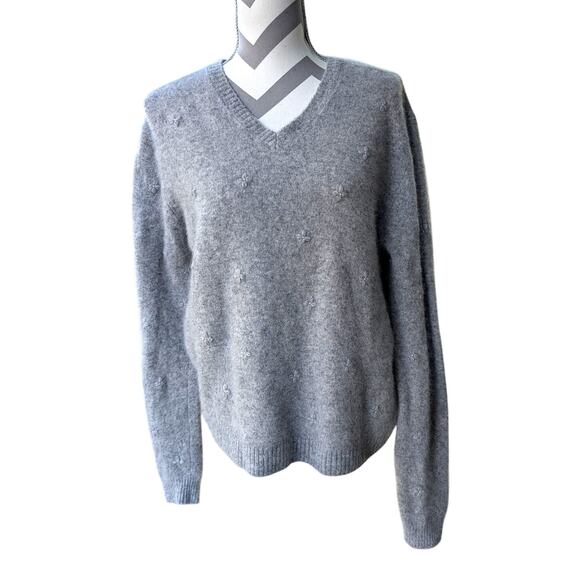 Vintage Paul Harris Lambswool Angora Gray V neck XL Cardigan Sweater Soft Girl - Picture 1 of 10